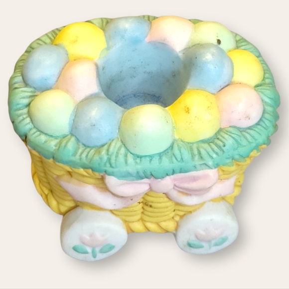 Vtg Candlestick Holders Easter Bunny Rabbit Carrot Ceramic Mini Train 4 Pcs Set - Picture 4 of 10